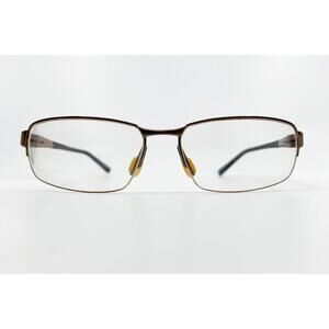 Nike Eyeglasses Frames Brown Metal Mens Full Rim Rectangle 259 8484